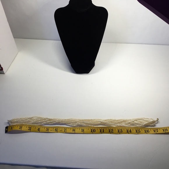 7 Strand Twisted Pearl Necklace 14 KT gold Clasp - Picture 7 of 8